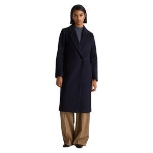 New Quince Cadet Blue Italian Classic Single Breasted Wool Coat Medium $180 5249